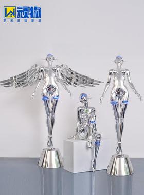 空山基机械姬雕塑摆件未来科技感KTV酒吧大型装饰发光模型落地灯