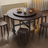 圆桌餐桌胡桃木家用新中式 餐桌y大圆餐桌农村小户型实木餐桌椅组