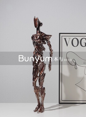 简约轻奢艺术抽象金属人物雕塑摆件E客厅玄关样板房售楼处软装饰