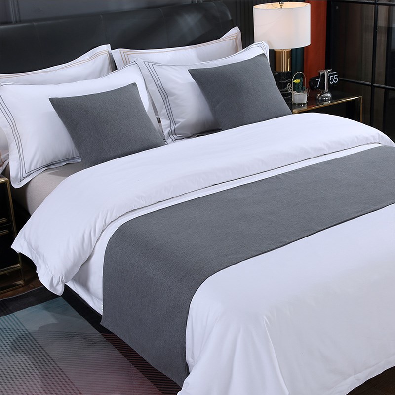 五星级宾馆酒店床上用品s纯色简约现代床尾巾床盖床旗北欧轻奢民