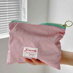 马卡龙收纳包韩版ins风撞色薄款零钱包外出便携撞色零钱收纳袋子