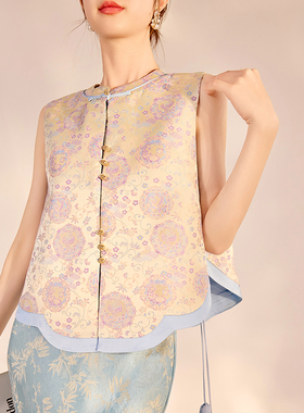 弥蝶新中式国风版高端团花时尚背心女国潮复古设计气质马甲 N3004