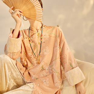 新中式 M3003 国风重工亮片钉珠刺绣高级精致感贵气复古立领外套女