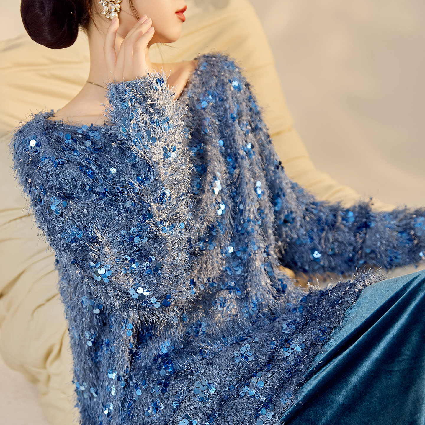 新中式轻奢时尚毛衣鱼尾半裙套装