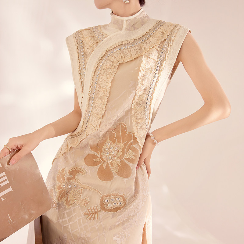 新中式轻奢立领亮片刺绣无袖高级气质女装国风马甲半裙套装 MY012,女装/女士精品,时尚套装,淘宝优惠券,粉丝福利购,淘宝优惠卷