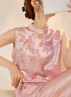 新中式轻国风版立领重工提花背心夏季新款高级气质无袖马甲 N3103