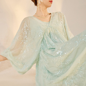 宽松长裙重工亮片刺绣设计感仙女连衣裙 新中式 气质轻国风版 N4038