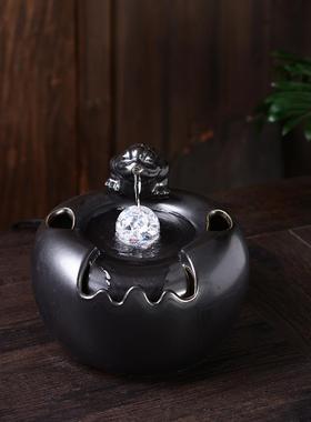 中式招财金蟾摆件陶瓷循环水流水喷泉客厅家居玄关装饰创意工艺品