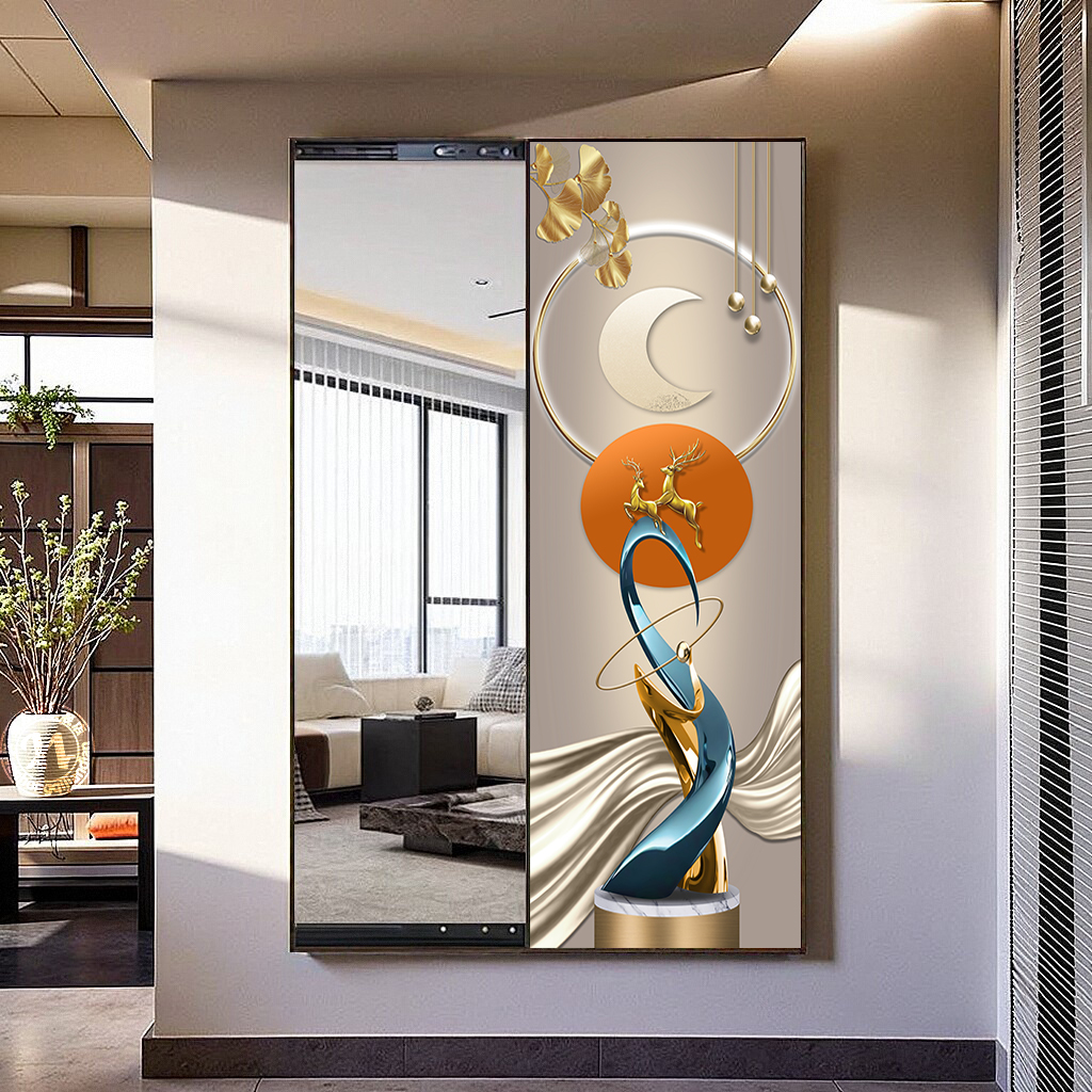 禧万鸿轻奢高级推拉全身镜隐藏式