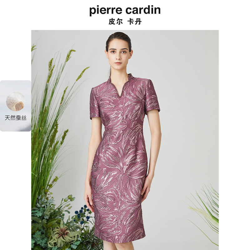 通勤风桑蚕丝印花连衣裙