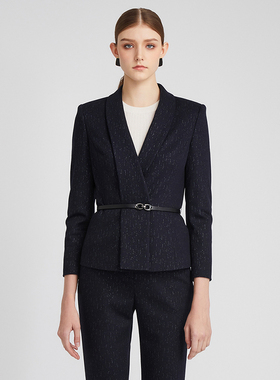 【皮尔卡丹女装】冬季蓝色轻商务干练外套上衣【专柜正品】