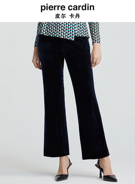 商场同款皮尔卡丹女装蓝色条绒休闲通勤直筒显瘦裤子P4320T4998N0