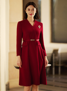 Pierre Cardin/皮尔卡丹女装26春季新款红色连衣裙P51004E5050T0