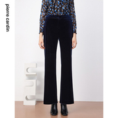 专柜正品 简约复古丝绒直筒休闲裤 皮尔卡丹女装