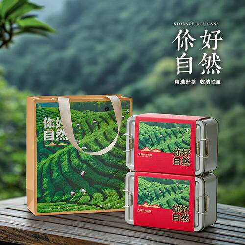新创意二两款通半装茶叶罐形铁罐用红茶绿茶方马口铁密封罐茶叶罐