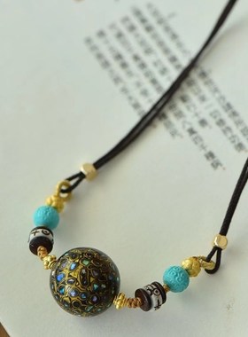 极速大漆珠锁骨链项链 女款 20mm满螺钿搭配牛骨隔片W磷美矿回纹