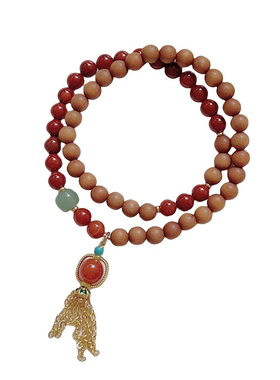 极速檀木手串女款南红玛瑙手錬串珠文玩J檀香佛珠木质盘玩转运沉