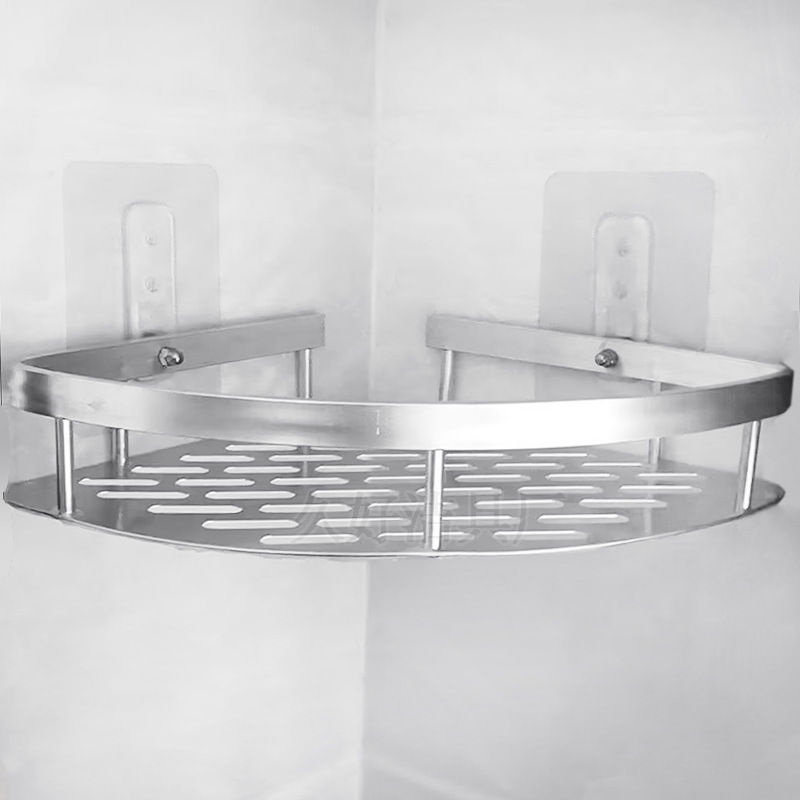 极速浴室厨房卧室转角架网篮三角双层壁挂置物架挂件X免钉压克力