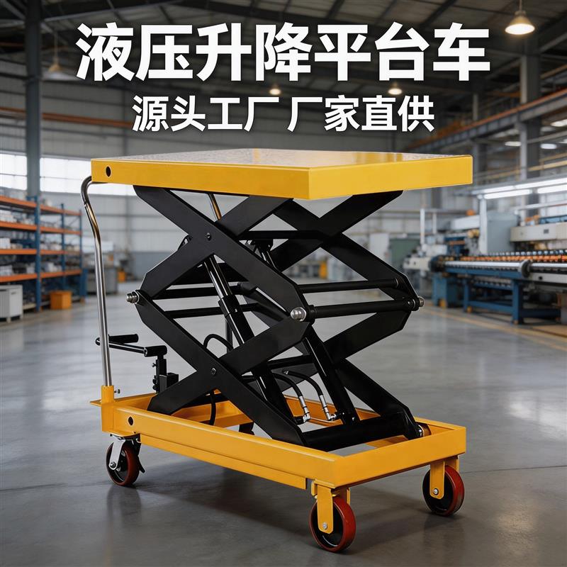 手动液压升降平台车移动式电动剪叉升降机小型举升机简易式小推车