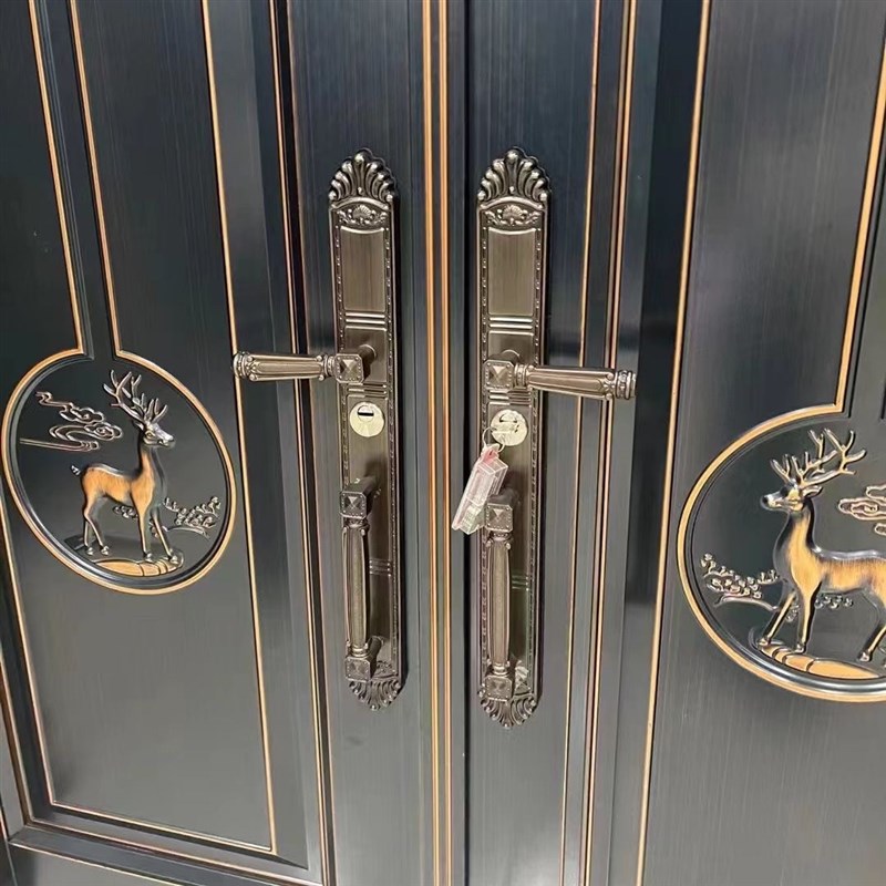 豪华别墅大门锁双开门对开门防盗门把手大门拉手通用型锌合金手把