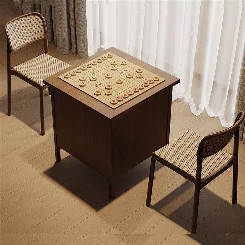 新中式实木围棋桌会所茶室下棋桌老年活动中心棋牌桌休闲象棋桌椅