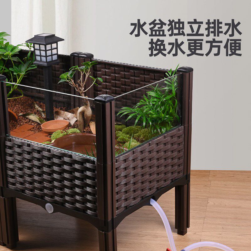 黄缘龟专用缸大乌龟饲养缸半水龟造景种植箱陆龟生态缸安缘养殖箱