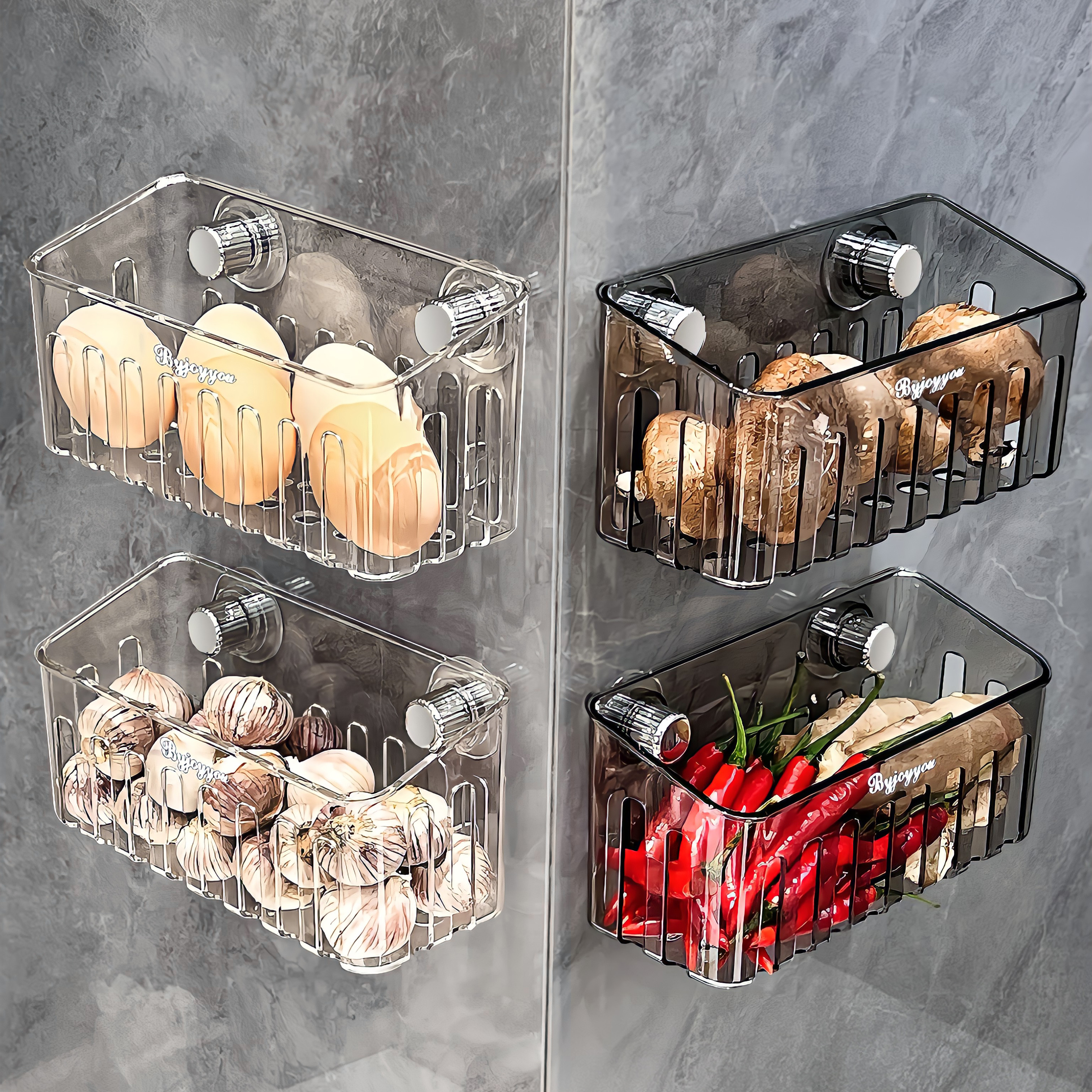 吸盘置物架厨房葱姜蒜收s纳筐壁挂式免打孔调料架水槽海绵沥水架