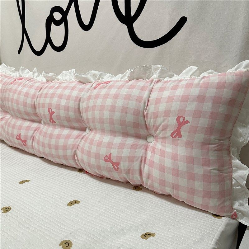 粉色少女c心床头靠垫纯棉宝宝绒软包大靠背飘窗护腰花边靠枕可拆,居家布艺,床头靠垫,淘宝优惠券,粉丝福利购,淘宝优惠卷