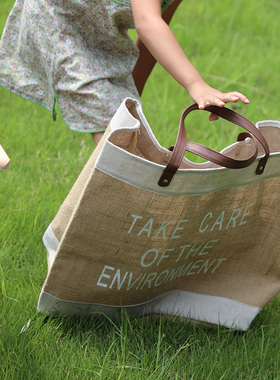 大容量购物袋野餐露营拍照w道具后备箱杂物可折叠户外收纳包纯色