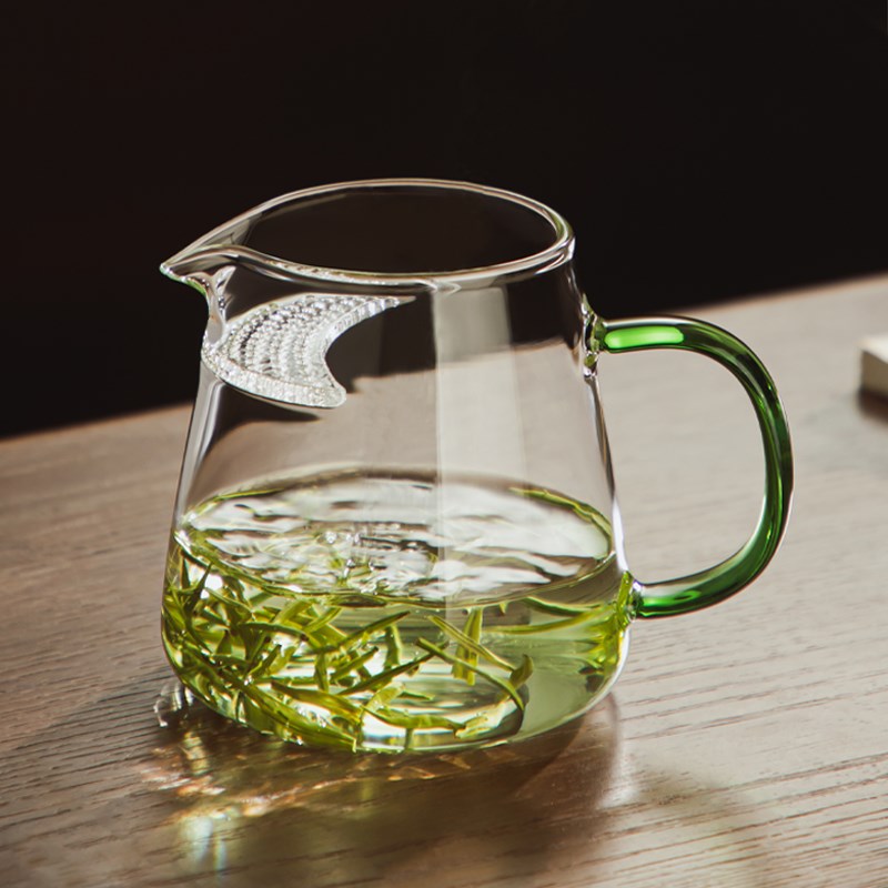 加厚高档公道杯月牙n带茶漏过滤网一体玻璃茶壶泡绿茶器功夫分茶