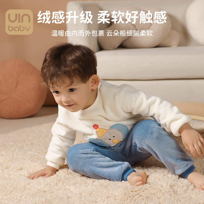 宝宝睡衣套装法兰绒加厚秋冬款卡通男女K童装珊瑚绒内衣儿童家居