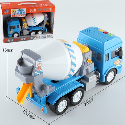 大号林达音乐声光水泥泵车罐车搅拌车工程车模型儿童男.孩子玩具