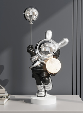 高级轻奢宇航f员摆件家居装饰品客厅办公室电视柜玄关潮玩太空兔
