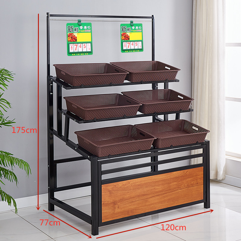 超市水果b蔬菜货架展示架置物架多层菜架商用便利店果蔬架木质铁