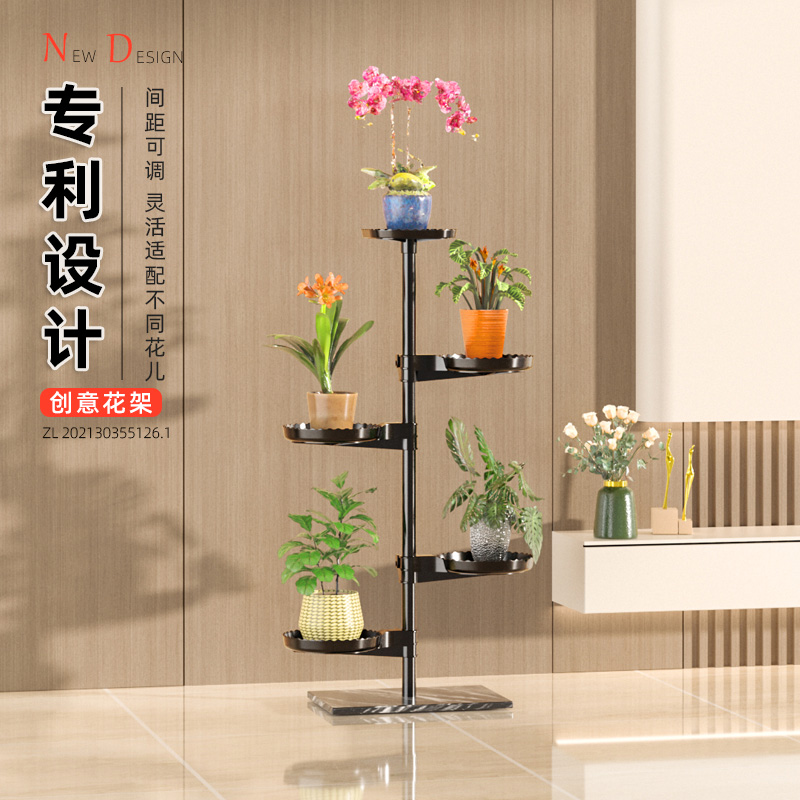 花架阳台客厅置物k架新款室内落地极简铁艺多层创意电视柜旁花架