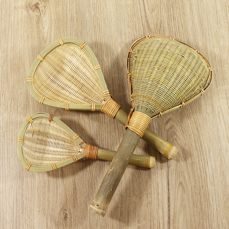 竹编制品竹漏勺厨房家用沥水竹篮子C竹筐竹筛子淘米勺子捞勺火锅