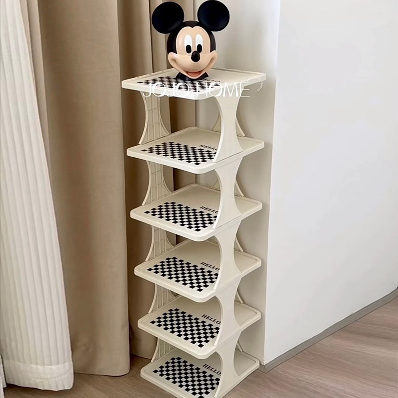 简易鞋架子家用门口折叠收纳神器宿舍窄小型入门多层W隔板墙角鞋