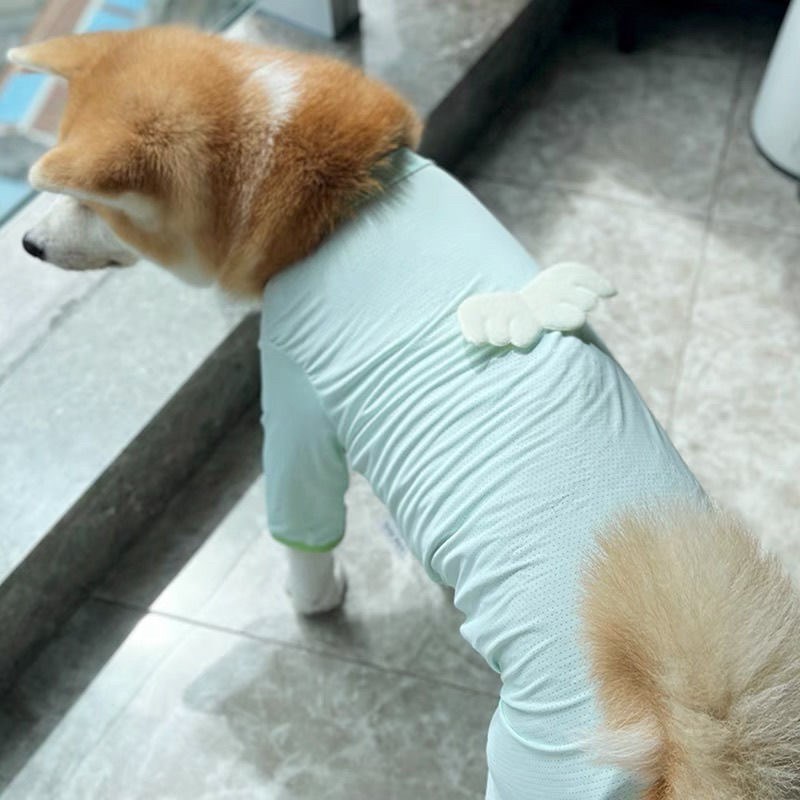 宠物狗狗衣服夏季薄款网眼弹力四脚衣防尘防掉毛空U调衣金毛萨摩