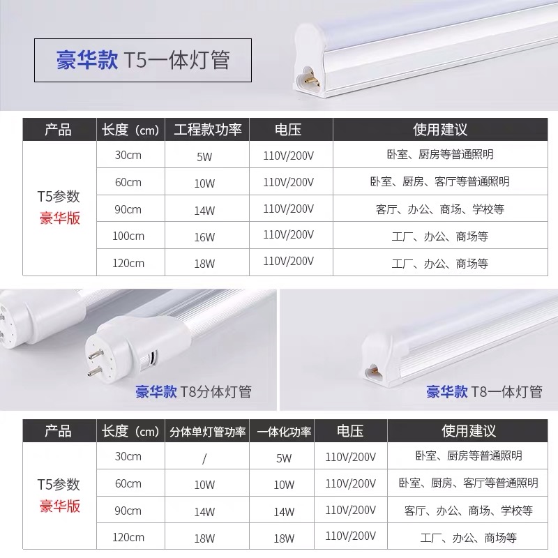 可调光ledd灯管T8可调节亮度t5一体化可控硅无极调光led日光灯管