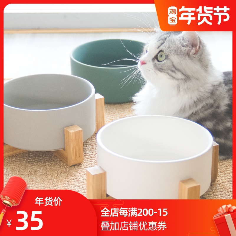 猫碗狗碗陶瓷猫咪碗o食盆单碗防打翻喝水碗水盆猫盆宠物碗猫咪用