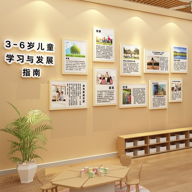 幼儿园环创主题墙面装饰大厅走廊文化布置J3-6儿童学习与发展指南