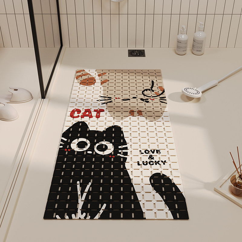 卫生间地垫PVC浴室防摔脚垫耐脏免洗G儿童孕妇洗澡简约防滑吸盘垫