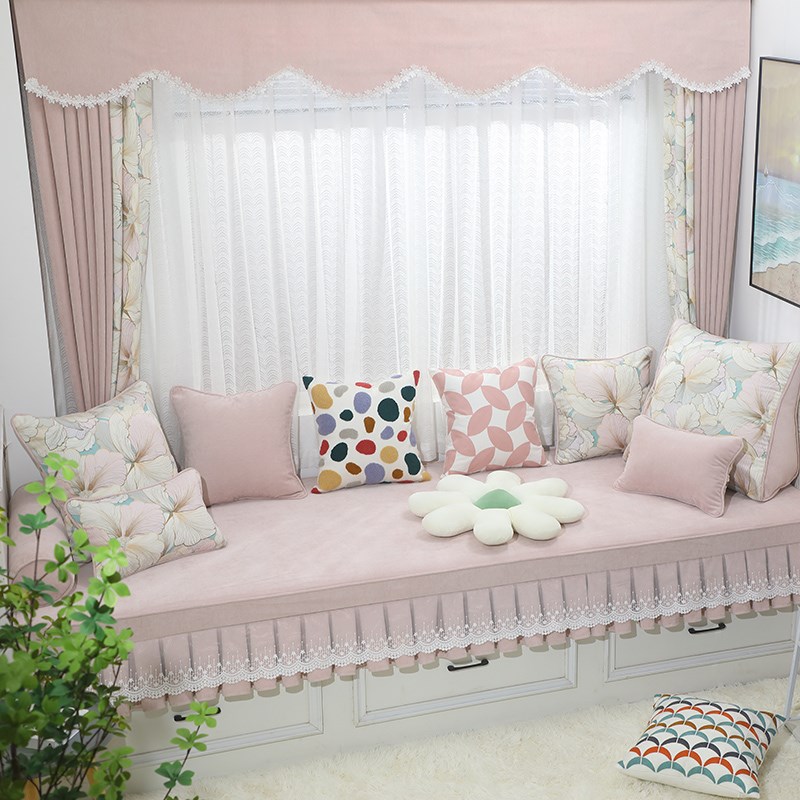 新款飘窗垫子窗台垫定做雪尼尔蕾丝花边K椰棕乳胶垫子四季可拆洗