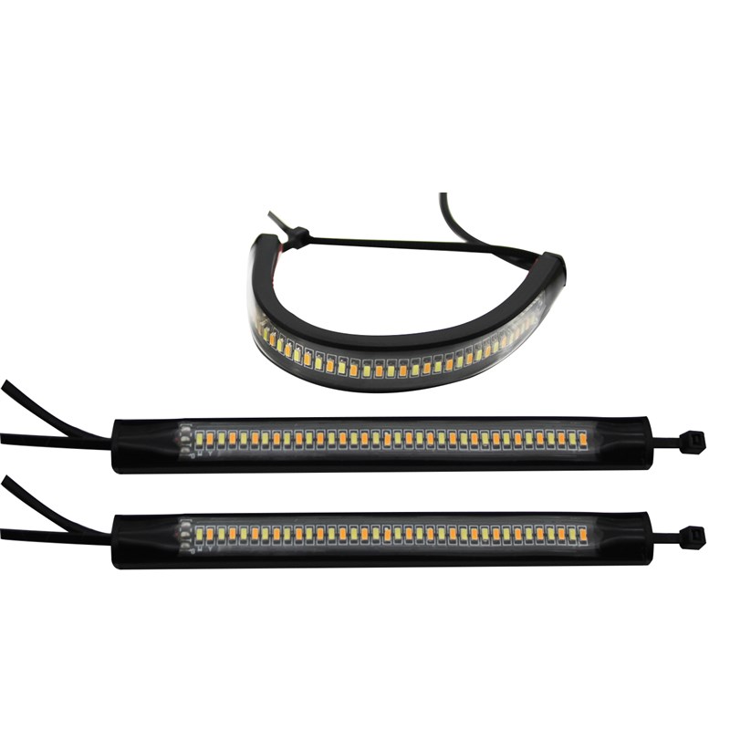 12v摩托e车led避震灯条刹车指示信号灯电动车灯条双色转向流水黄