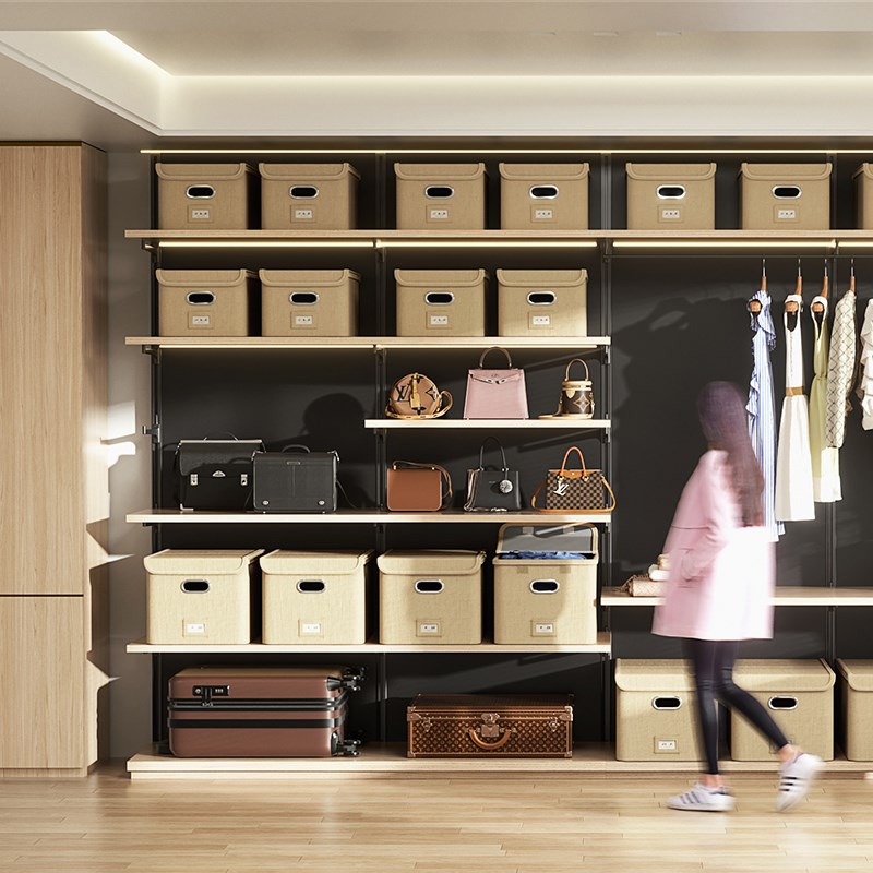 衣服收纳箱家用衣柜衣物翻盖整理盒折叠抽屉式加厚布艺.储物筐神