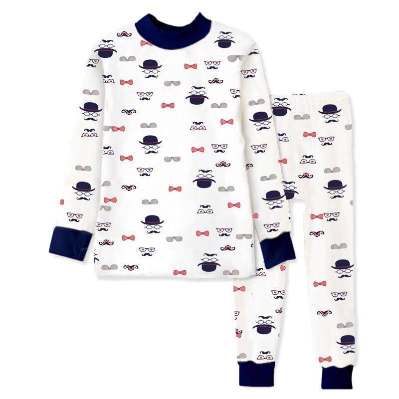 儿童保暖内衣套装男童女童纯棉薄款秋衣秋M裤中领低领中大童内衣