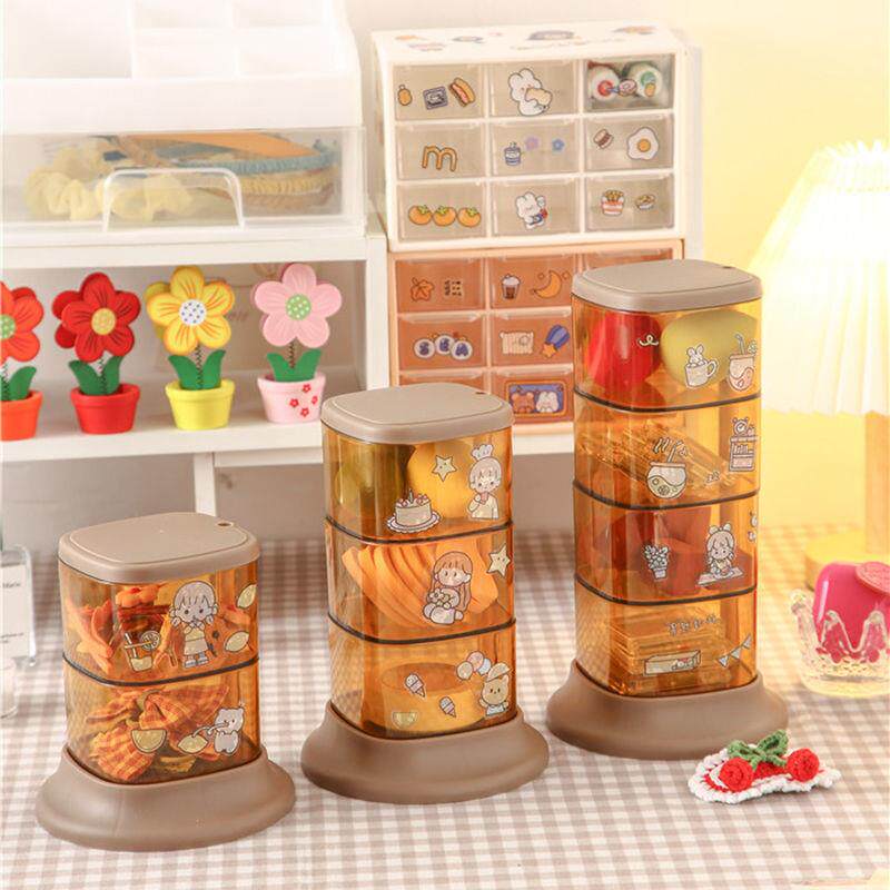 美妆蛋收纳粉扑旋转式多层收纳盒多功能杂物透气防尘学生架子