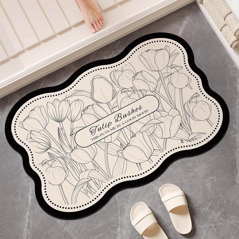 浴室地垫硅藻泥吸水防滑垫轻奢高级家用卫生间门口脚垫耐脏可裁剪