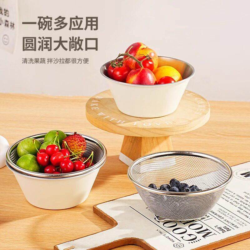 不锈钢沥水篮多功能厨房洗菜篮洗菜盆迷你打蛋盆洗水果滤水盆小碗
