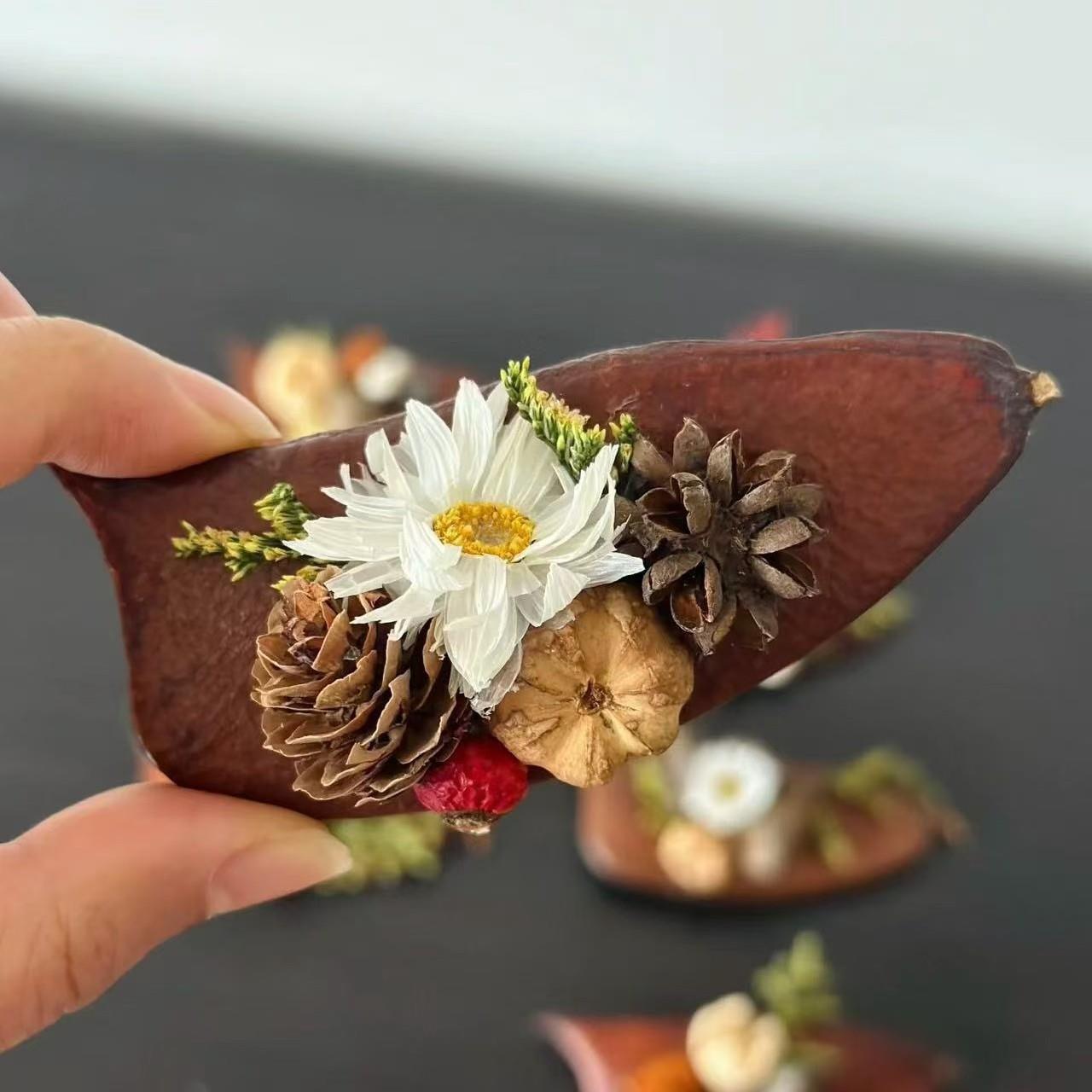 自然植物干花冰箱贴 森系干果装饰磁贴 创意文艺磁吸摆件
